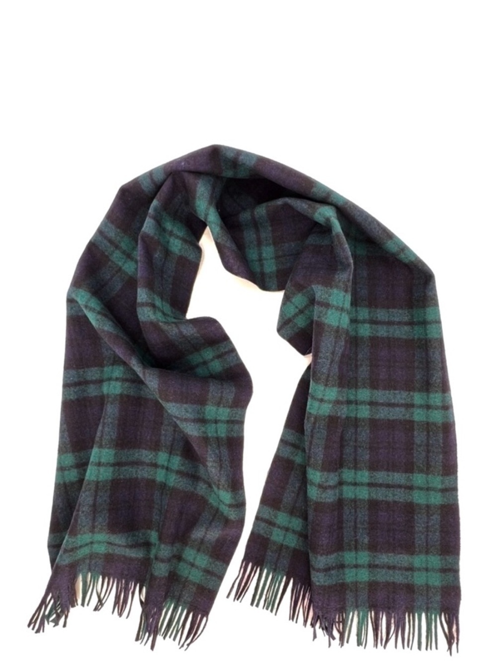 Vintage Pendleton Black Watch Tartan Plaid Wool Men’s Scarf Fringed Vtg EUC